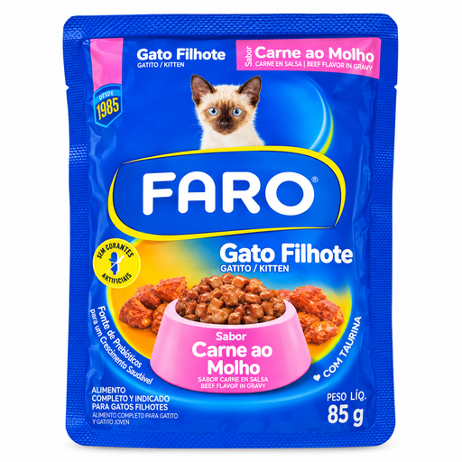 [060222] Alimento Para Gatos Faro Filhote Carne Molho 85Gr