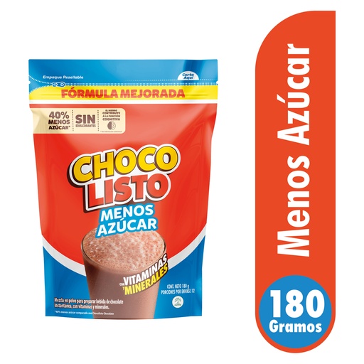 [060644] Chocolisto Menos Azúcar Doypack 180Gr