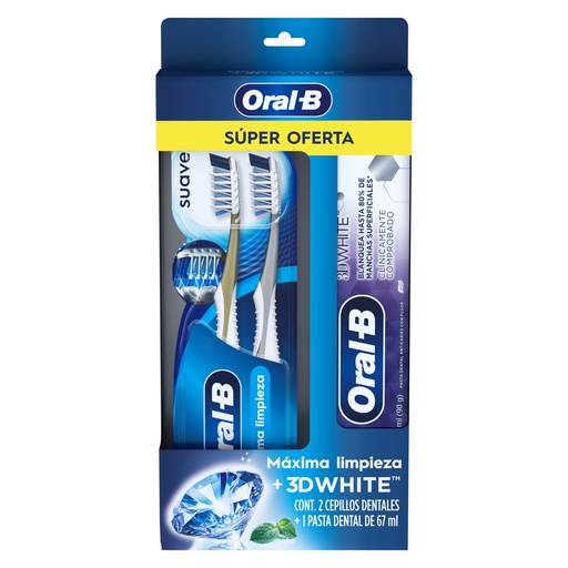[060552] Crema Dental Oral-B 3D White 67Ml + Cepillo 2 Unidades