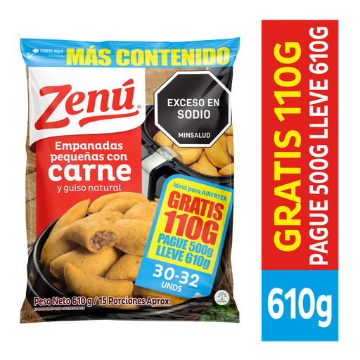 [060686] Empanadas Carne Zenú Pague 500Gr Lleve 610Gr