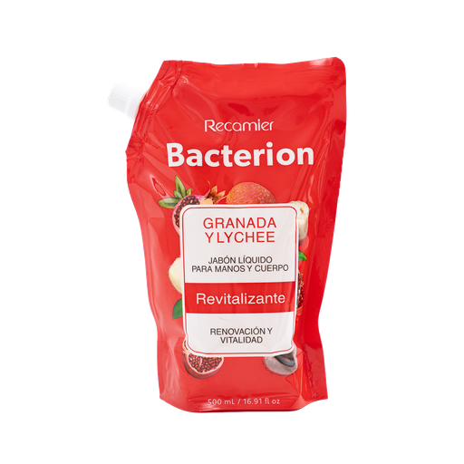 [060590] Jabón Líquido Bacterión Granada Y Lychee Revitalizante Doypack 500Ml