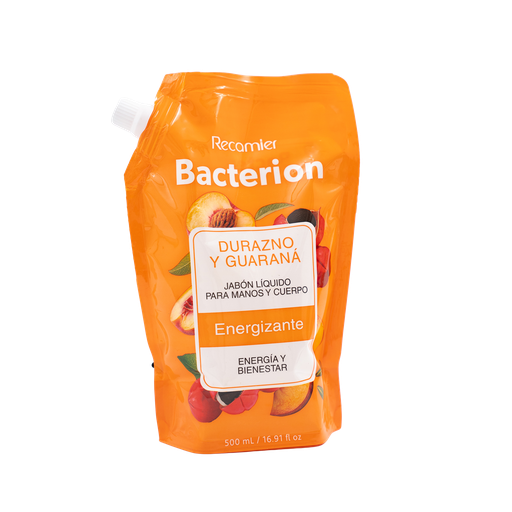 [060593] Jabón Líquido Bacterión Durazno Y Guaraná Energizante Doypack 500Ml