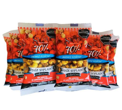 [060407] Maíz Soplado Susi 70% Menos Azúcar 25Gr 6 Unidades