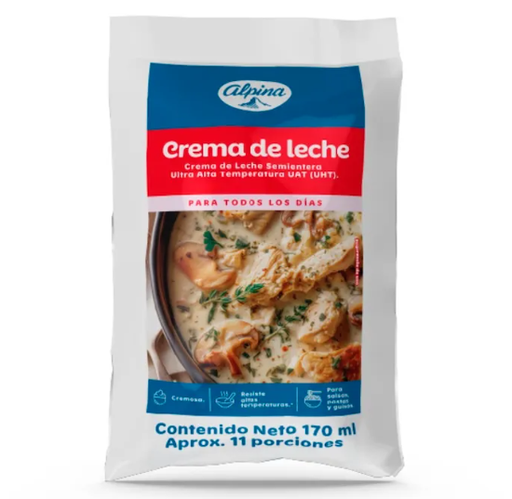 [060501] Crema De Leche Alpina Semientera Bolsa 170Ml