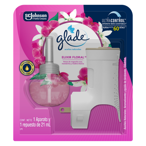 [060725] Ambientador Glade Elixir Floral Unidad Eléctrica + Repuesto 21Ml