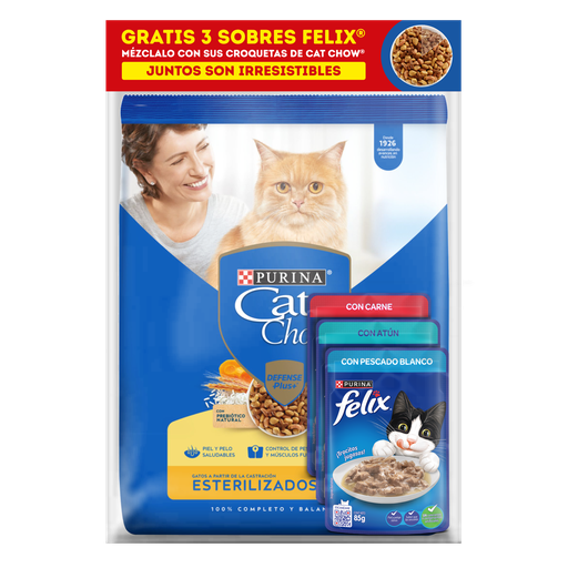 [060939] Cat Chow Esterilizados 1.5Kg + 3 Sobres Felix 85Gr